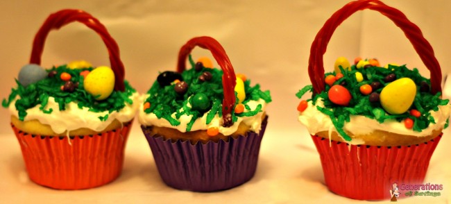edible easter basket cupcakes