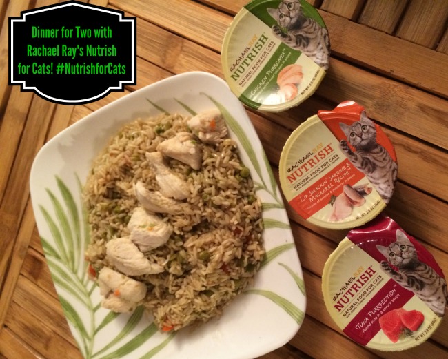 Serving up Rachael Ray’s Nutrish for Cats and Garlic Chicken with Fried Brown Rice