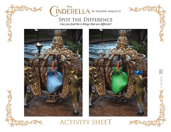 CINDERELLA and FROZEN FEVER In Theatres NOW – Activity Sheets