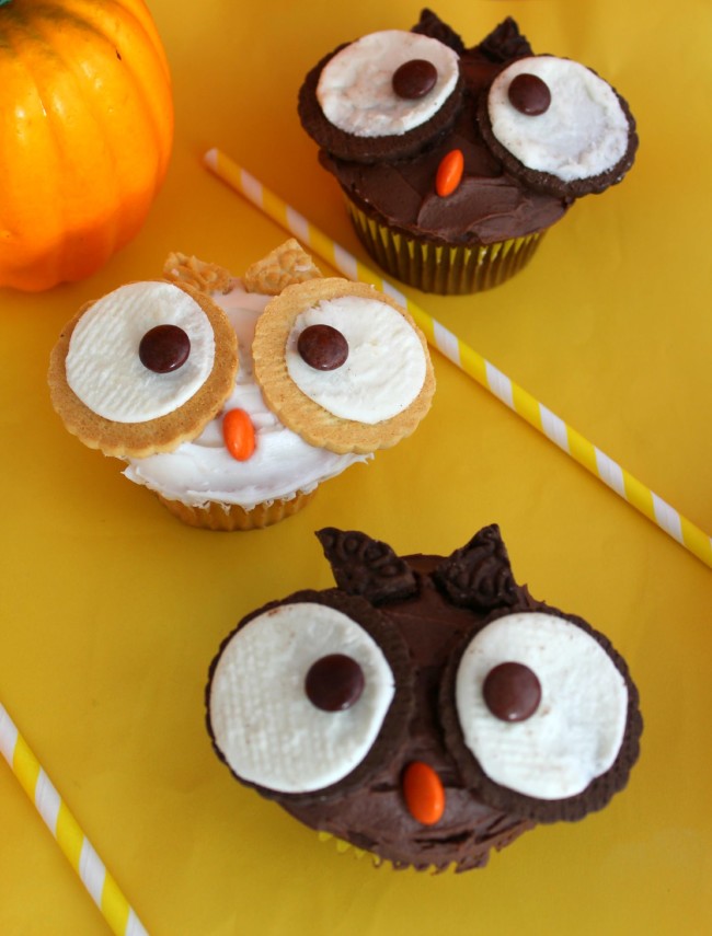 owl cupcakes, craft recipe, fun for kids, fall recipe