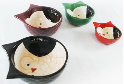 Ceramic Hand Painted Owl Measuring Cups
