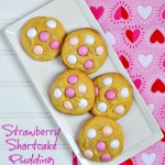 strawberry shortcake pudding cookies, cookie recipe, valentines day cookie recipe, m & m cookie recipe,