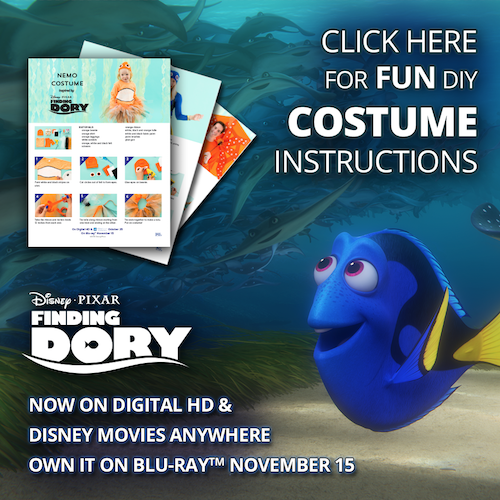 FINDING DORY DIY Costume Instructions, Pumpkin Carving Video, Awesome Halloween Activities
