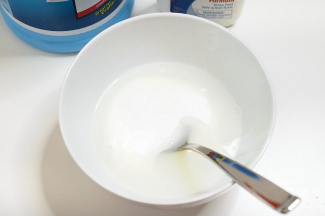 Incredibles putty, glue and liquid starch in bowl